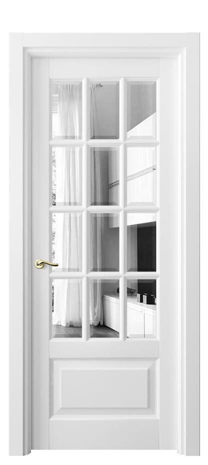 Межкомнатная дверь Lignum 0728 Бук белоснежный Двустороннее зеркало с фацетом, триплекс Цена 124599 ₽ | Volhovec