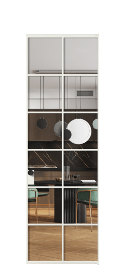 Алюминиевая дверь АЛПЛ040.05 Алюминий светло-серый Прозрачное стекло "Кристал Вижн", калёное Цена 134930  | Volhovec