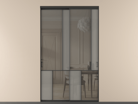 Алюминевая перегородка vnt2_1 ЧЕР. Цвет Алюминий Черный. Материал Алюминий. Коллекция Перегородка Мозаик внутри проёма 2 створки. Картинка.