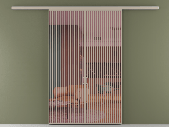 Алюминевая перегородка АЛПР 040.06_АБСК_ПРОЗ РОЗ_new. Цвет Алюминий бисквитный. Материал Алюминий в эмали. Коллекция Перегородка Формато вдоль стены 2 створки. Картинка.