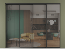 Перегородка Formato внутри проёма 4 створки с синхронным механизмом